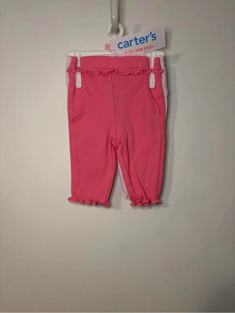 Carter's Coral Pink Ruffle Hem Baby Leggings ( 2 Pack )